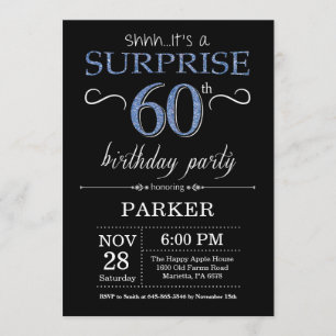 Surprise 60th Birthday Invitation Black and Blue