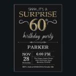 Surprise 60th Birthday Invitation Black and Gold<br><div class="desc">Surprise 60th Birthday Invitation with Black and Gold Glitter Background. Chalkboard. Adult Birthday. Men or Women Bday Invite. Any age. For further customisation,  please click the "Customise it" button and use our design tool to modify this template.</div>