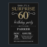 Surprise 60th Birthday Invitation Black and Gold<br><div class="desc">Surprise 60th Birthday Invitation with Black and Gold Glitter Background. Chalkboard. Adult Birthday. Men or Women Bday Invite. Any age. For further customisation,  please click the "Customise it" button and use our design tool to modify this template.</div>