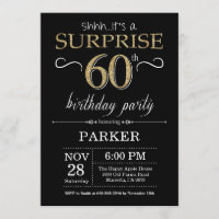 Surprise 60th Birthday Invitation Black and Gold
