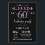 Surprise 60th Birthday Invitation Black and Purple<br><div class="desc">Surprise 60th Birthday Invitation with Black and Purple Glitter Background. Chalkboard. Adult Birthday. Men or Women Bday Invite. Any age. For further customisation,  please click the "Customise it" button and use our design tool to modify this template.</div>