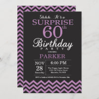 Surprise 60th Birthday Invitation Black and Purple