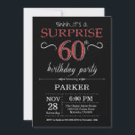 Surprise 60th Birthday Invitation Black and Red<br><div class="desc">Surprise 60th Birthday Invitation with Black and Red Glitter Background. Chalkboard. Adult Birthday. Men or Women Bday Invite. Any age. For further customisation,  please click the "Customise it" button and use our design tool to modify this template.</div>