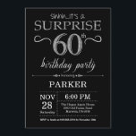 Surprise 60th Birthday Invitation Black and Silver<br><div class="desc">Surprise 60th Birthday Invitation with Black and Silver Glitter Background. Chalkboard. Adult Birthday. Men or Women Bday Invite. Any age. For further customisation,  please click the "Customise it" button and use our design tool to modify this template.</div>