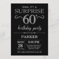 Surprise 60th Birthday Invitation Black and Silver