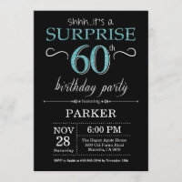 Surprise 60th Birthday Invitation Black and Teal