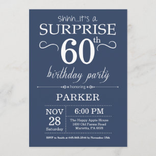 Surprise 60th Birthday Invitation Blue