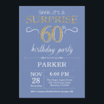 Surprise 60th Birthday Invitation Blue and Gold<br><div class="desc">Surprise 60th Birthday Invitation with Blue and Gold Glitter Background. Chalkboard. Adult Birthday. Men or Women Bday Invite. Any age. For further customisation,  please click the "Customise it" button and use our design tool to modify this template.</div>