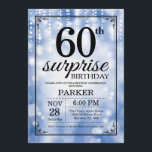 Surprise 60th Birthday Invitation Blue Glitter<br><div class="desc">Surprise 60th Birthday Invitation with Blue String Lights with Blue Glitter Background. Blue Birthday. Adult Birthday. Men or Women Bday Invite. 13th 15th 16th 18th 20th 21st 30th 40th 50th 60th 70th 80th 90th 100th, Any age. For further customisation, please click the "Customise it" button and use our design tool...</div>