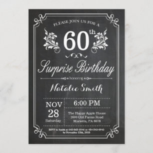 Surprise 60th Birthday Invitation Chalkboard