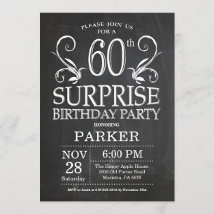Surprise 60th Birthday Invitation Chalkboard
