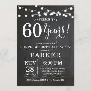 Surprise 60th Birthday Invitation Chalkboard