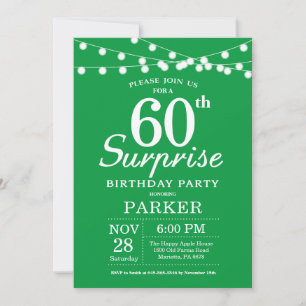 Surprise 60th Birthday Invitation Green