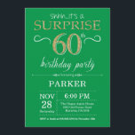 Surprise 60th Birthday Invitation Green and Gold<br><div class="desc">Surprise 60th Birthday Invitation with Green and Gold Glitter Background. Chalkboard. Adult Birthday. Men or Women Bday Invite. Any age. For further customisation,  please click the "Customise it" button and use our design tool to modify this template.</div>