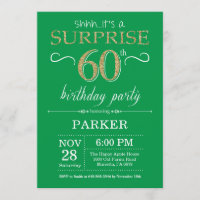 Surprise 60th Birthday Invitation Green and Gold