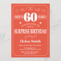 Surprise 60th Birthday Invitation Orange and White