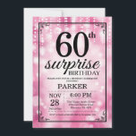 Surprise 60th Birthday Invitation Pink Glitter<br><div class="desc">Surprise 60th Birthday Invitation with Pink String Lights with Pink Glitter Background. Pink Birthday. Adult Birthday. Men or Women Bday Invite. 13th 15th 16th 18th 20th 21st 30th 40th 50th 60th 70th 80th 90th 100th, Any age. For further customisation, please click the "Customise it" button and use our design tool...</div>