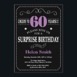 Surprise 60th Birthday Invitation Purple and Black<br><div class="desc">Surprise 60th Birthday Invitation Purple and Black Typography. Chalkboard. Black and White Background. Adult Birthday. Male Men or Women Birthday. Kids Boy or Girl Lady Teen Teenage Bday Invite. 13th 15th 16th 18th 20th 21st 30th 40th 50th 60th 70th 80th 90th 100th. Any Age. For further customisation, please click the...</div>