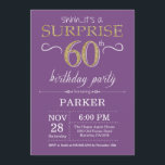 Surprise 60th Birthday Invitation Purple and Gold<br><div class="desc">Surprise 60th Birthday Invitation with Purple and Gold Glitter Background. Chalkboard. Adult Birthday. Men or Women Bday Invite. Any age. For further customisation,  please click the "Customise it" button and use our design tool to modify this template.</div>