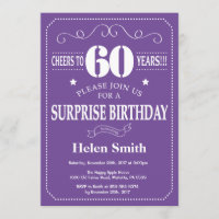 Surprise 60th Birthday Invitation Purple and White