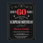 Surprise 60th Birthday Invitation Red and Black<br><div class="desc">Surprise 60th Birthday Invitation Red and Black Typography. Chalkboard. Black and White Background. Adult Birthday. Male Men or Women Birthday. Kids Boy or Girl Lady Teen Teenage Bday Invite. 13th 15th 16th 18th 20th 21st 30th 40th 50th 60th 70th 80th 90th 100th. Any Age. For further customisation, please click the...</div>