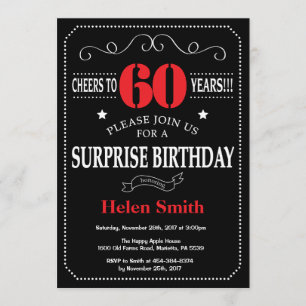 Surprise 60th Birthday Invitation Red and Black