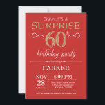 Surprise 60th Birthday Invitation Red and Gold<br><div class="desc">Surprise 60th Birthday Invitation with Red and Gold Glitter Background. Chalkboard. Adult Birthday. Men or Women Bday Invite. Any age. For further customisation,  please click the "Customise it" button and use our design tool to modify this template.</div>