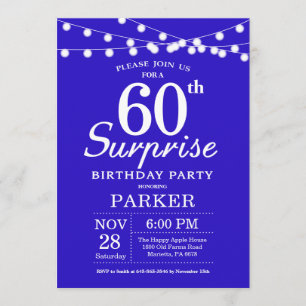Surprise 60th Birthday Invitation royal blue