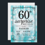 Surprise 60th Birthday Invitation Teal Glitter<br><div class="desc">Surprise 60th Birthday Invitation with Teal String Lights with Teal Glitter Background. Teal Birthday. Adult Birthday. Men or Women Bday Invite. 13th 15th 16th 18th 20th 21st 30th 40th 50th 60th 70th 80th 90th 100th, Any age. For further customisation, please click the "Customise it" button and use our design tool...</div>