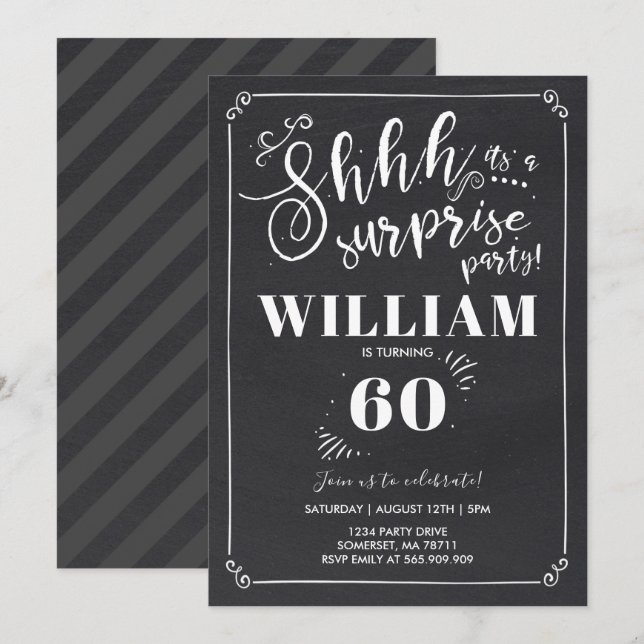Surprise 60th Birthday Invitation Vintage Surprise (Front/Back)