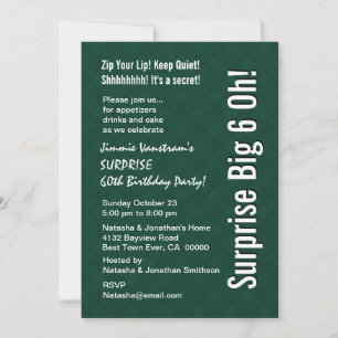 SURPRISE 60th Birthday Modern Forest Green F002 Invitation