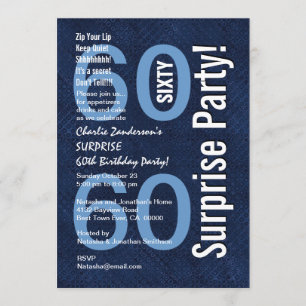 SURPRISE 60th Birthday Modern Royal Blue R604 Invitation