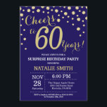Surprise 60th Birthday Navy Blue and Gold Diamond Invitation<br><div class="desc">Surprise 60th Birthday Invitation with Navy Blue and Gold Glitter Diamond Background. Gold Confetti. Adult Birthday. Male Men or Women Birthday. For further customisation,  please click the "Customise it" button and use our design tool to modify this template.</div>