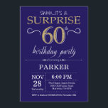 Surprise 60th Birthday Navy Blue and Gold Glitter Invitation<br><div class="desc">Surprise 60th Birthday Invitation with Navy Blue and Gold Glitter Background. Chalkboard. Adult Birthday. Men or Women Bday Invite. Any age. For further customisation,  please click the "Customise it" button and use our design tool to modify this template.</div>