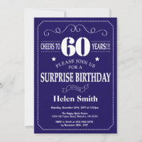 Surprise 60th Birthday Navy Blue and White