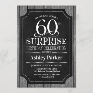 Surprise 60th Birthday Party - Chalkboard White Invitation
