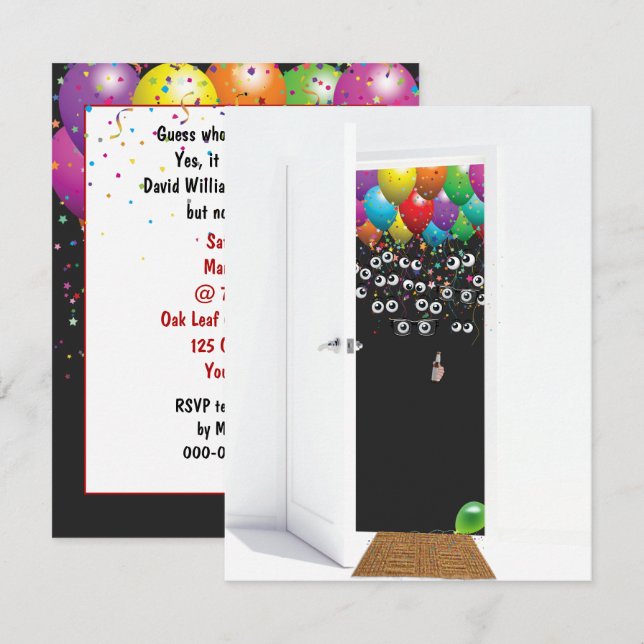 Surprise 60th Birthday Party Door  Invitation (Front/Back)