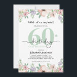 Surprise 60th Birthday Party Elegant Pastel Floral Invitation<br><div class="desc">This elegant surprise 60th birthday invitation features soft pastel watercolor flowers framing the top and bottom. The design combines modern typography with trendy calligraphy,  creating a chic and stylish look—perfect for celebrating a special woman’s milestone birthday.</div>