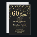 Surprise 60th Birthday Party - Gold Black Invitation<br><div class="desc">Surprise 60th Birthday Party Invitation.
Elegant design in black and faux glitter gold . Features script font and diamonds confetti. Cheers to 60 Years! Message me if you need further customization.</div>