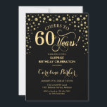 Surprise 60th Birthday Party - Gold Black Invitation<br><div class="desc">Surprise 60th Birthday Party Invitation.
Elegant design in black and faux glitter gold . Features script font and diamonds confetti. Cheers to 60 Years! Message me if you need further customization.</div>