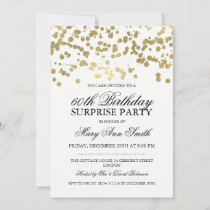 Surprise 60th Birthday Party Gold Foil Confetti Invitation