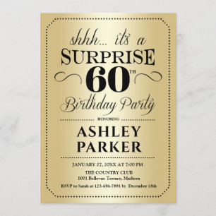 Surprise 60th Birthday Party - Gold Invitation