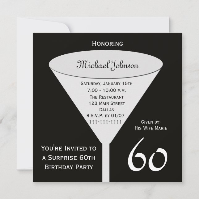 Surprise 60th Birthday Party invitation (Front)