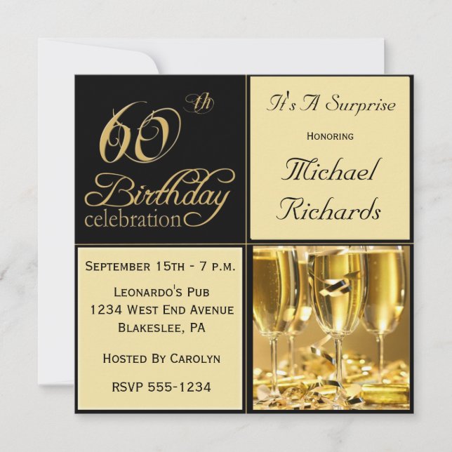 Surprise 60th Birthday Party Invitations (Front)