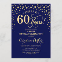 Surprise 60th Birthday Party - Navy Blue Gold