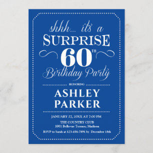 Surprise 60th Birthday Party - Navy White Invitation