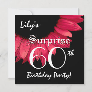 SURPRISE 60th Birthday Party Red Flower W063A Invitation