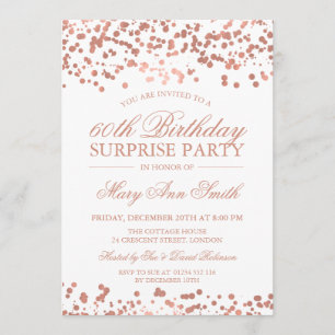 Surprise 60th Birthday Party Rose Gold Foil Invitation