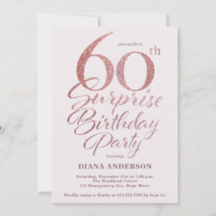 Surprise 60th Birthday Party Rose Gold Invitation