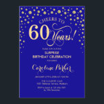 Surprise 60th Birthday Party - Royal Blue Gold Invitation<br><div class="desc">Surprise 60th Birthday Party Invitation.
Elegant design in sapphire royal blue and faux glitter gold. Features script font and diamonds confetti. Cheers to 60 Years! Message me if you need further customization.</div>